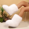 thumbnail image 7 of Women's Faux fur Boot Furry Fluffy Short Snow Boot Mid-Calf Boots Warm Comfortable Outdoor Flat Shoes, 7 of 7