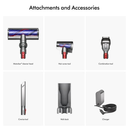 Dyson - V8 Cordless Vacuum with 6 accessories - Silver/Nickel