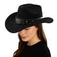 thumbnail image 2 of OJSFQUFP Women Western Cowboy Hats Studded Wide Brimmed Hats with Belt, 2 of 6