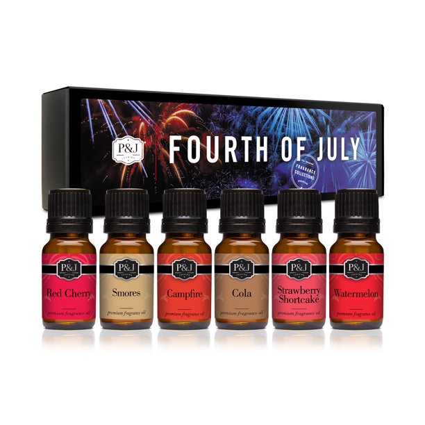 P&J Fragrance Oil Fourth of July Set of 6 Scented Oil for Soap