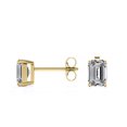 thumbnail image 4 of JeenMata 3 Carat Emerald Cut Moissanite - Minimalist Solitaire Stud Earrings - 18K Yellow Gold Plating Over Silver, 4 of 5