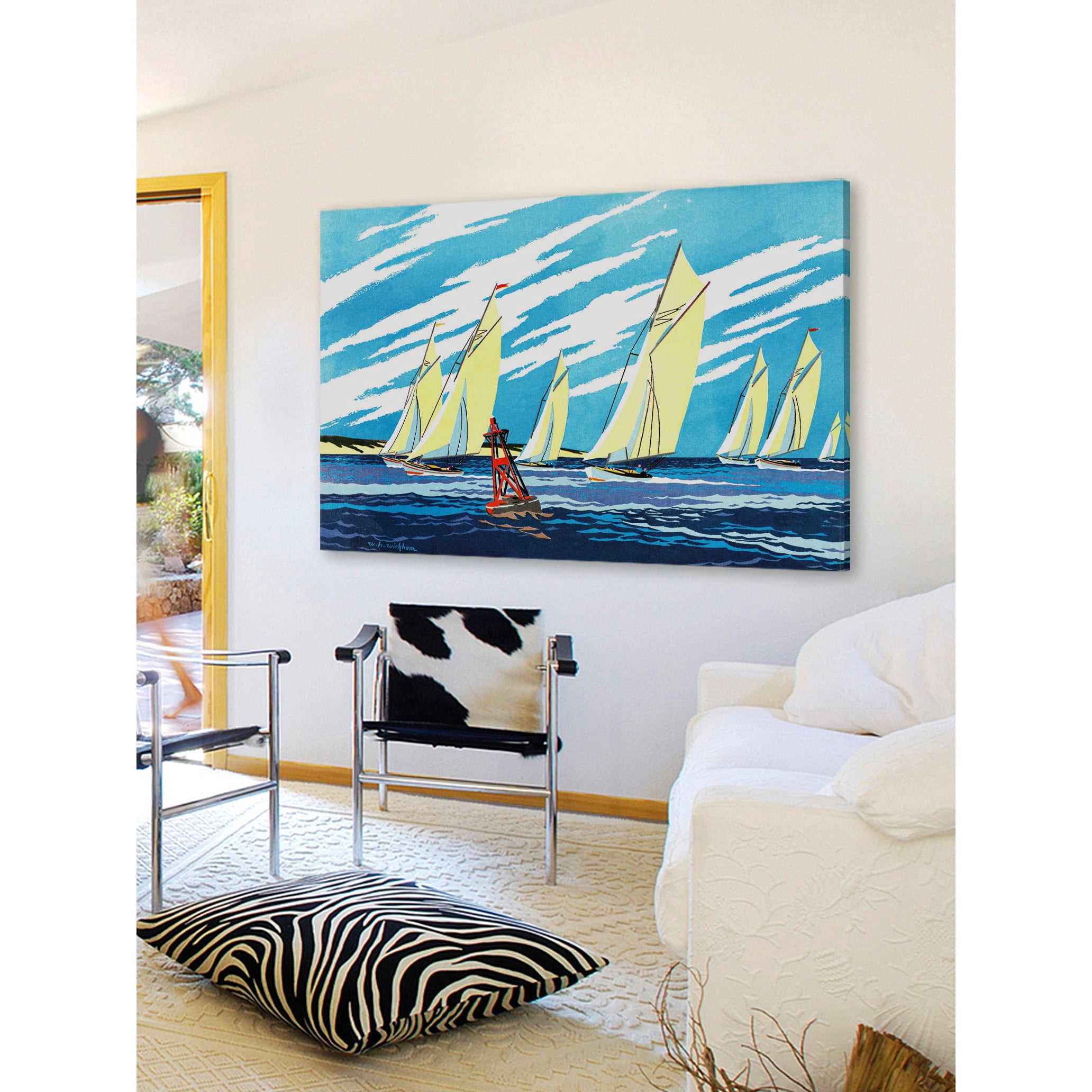 Marmont Hill - "Yellow Sailboats" Painting Print on Wrapped Canvas