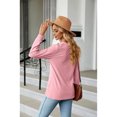 thumbnail image 4 of Anbech Vneck Women Solid Color Shirt Buttons Long Sleeve Blouse Casual Fashion Tops, 4 of 8