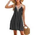 thumbnail image 2 of Summer Dresses for Women Beach Lace V-Neck Sundresses Casual Tropical Print Sleeveless Short Dress, 2 of 7