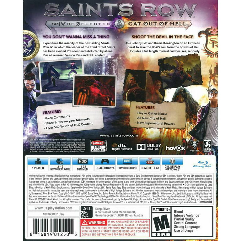 seng farvning uøkonomisk Saints Row IV: Re-Elected + Gat Out of Hell (PS4) - Walmart.com