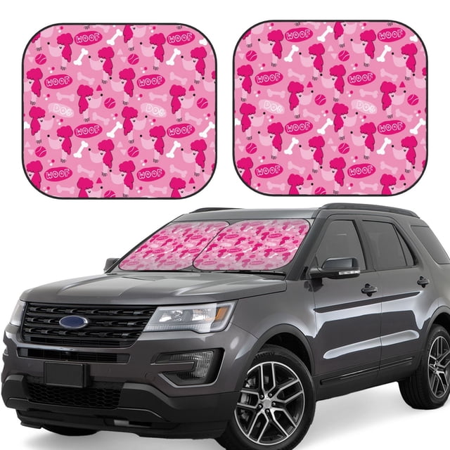 Vsdgher Poodle Dog Print Car Windshield Sun Shade, Reflective Sunshade Window Sunshade Sun Visor Protector Fit for Cars,Trucks,SUVs-Small