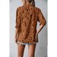 thumbnail image 3 of Blusa de mujer con cuello redondo, mangas abullonadas, detalle estampado y puños fruncidos, top informal para citas, talla M Caramel Chic, 3 of 8