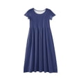 thumbnail image 4 of Girls Maxi Dress Short Sleeve Casual Holiday Dress with Pockets for 4-14 Years Dark Blue 140, 4 of 5