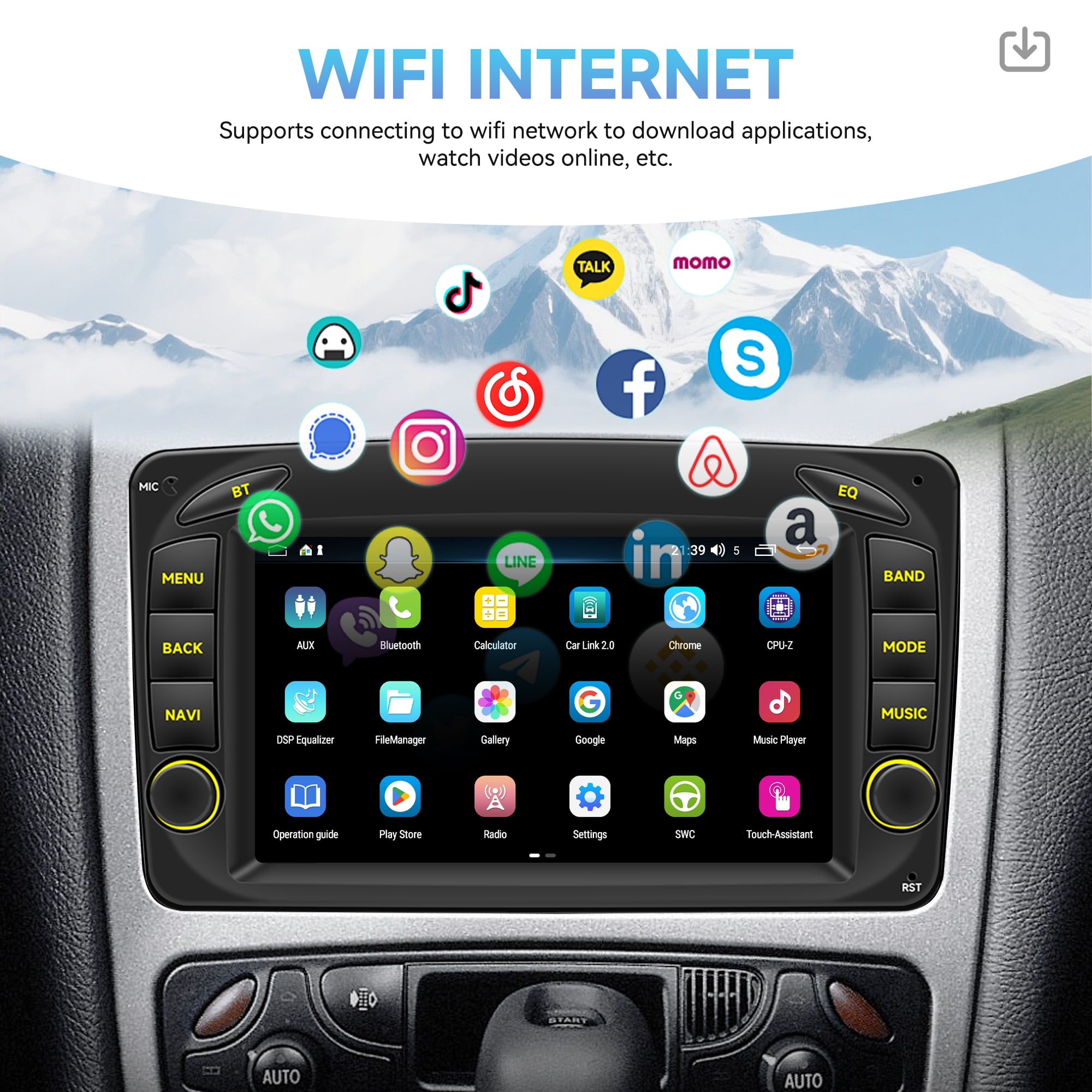 Woudy Apple CarPlay Car Stereo Radio Android 15 for Mercedes Benz C-Class W203 2005-2007