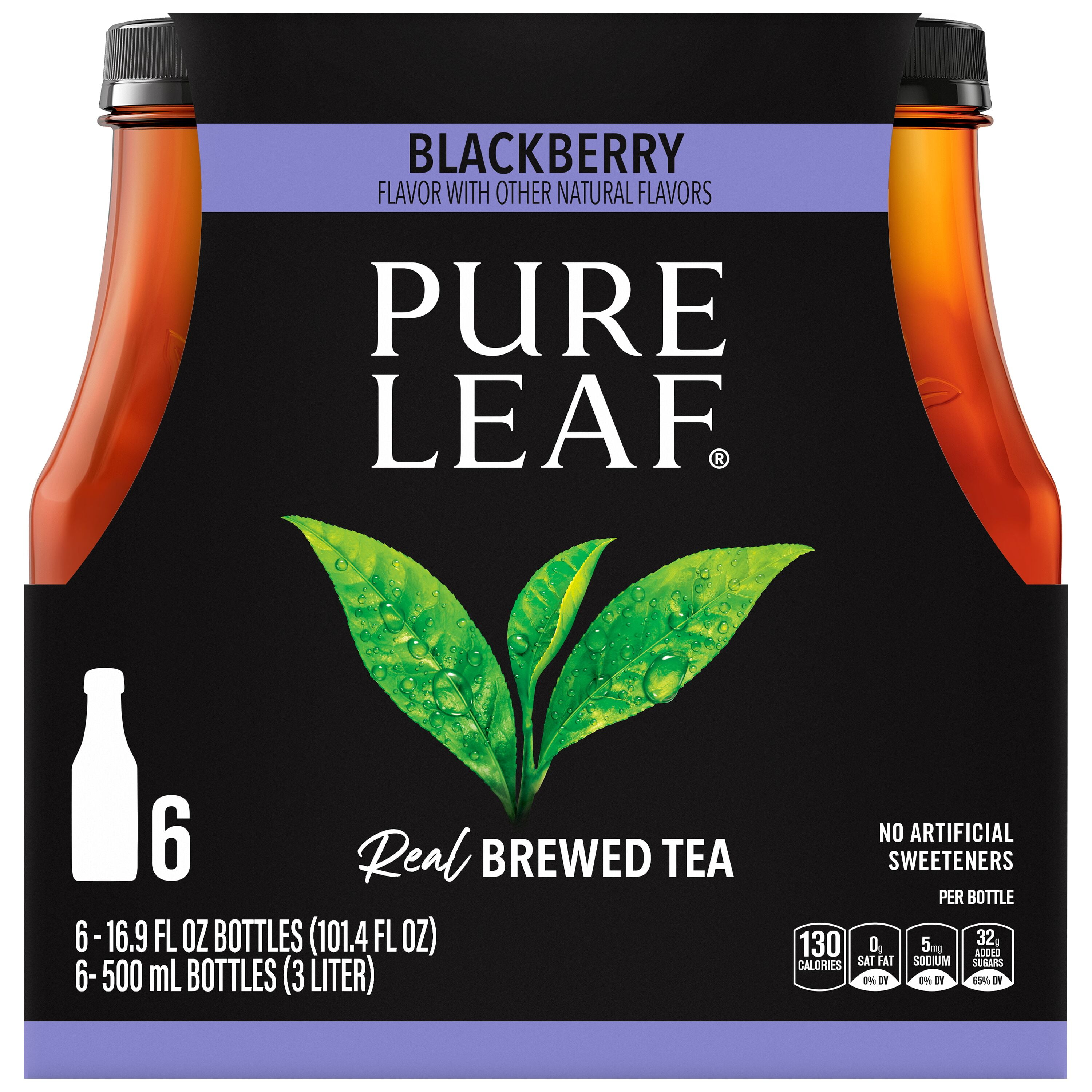 (3 pack) Pure Leaf Real Brewed Tea Blackberry 16.9 Fl Oz, 6 Count