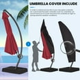 thumbnail image 5 of JUSTLET 11FT Curvy Cantilever Patio Umbrellas Large Outdoor Heavy Duty Offset Hanging Umbrella with Base for Swimming Pool, Garden, Porch, Deck, Lawn, Backyard and Market, 5 of 9