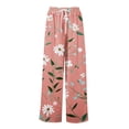 thumbnail image 4 of Dress Pants Women Petite High Waisted Wide Leg Summer Beach Vacation Pants Boho Lounge Casual Palazzo Trousers, 4 of 8
