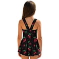 thumbnail image 2 of COEQINE Girls Swimsuit for Swimming, One Piece with Full Coverage Skirt & Built-in Brief, Stretchy Scoop Neck Swim Dress, Fixed Wide Straps, for Kids 3-4 Years, Cute Cherry Print, 2 of 8