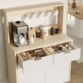 thumbnail image 4 of Kojooin Buffet Bahut Cannelé avec Rangement, Armoire de Bar à Café Moderne avec 2 Tiroirs et Tablettes Ajustables, 4 of 9