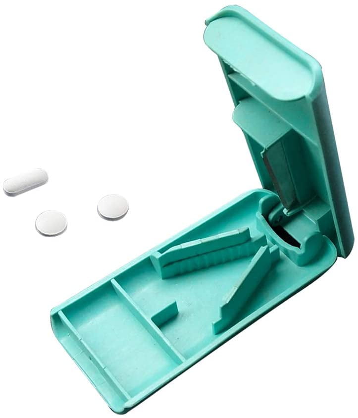 Portable Pill Cutter Finger Protecting Pill Splitter With Safe Shield For Pills Vitamins Tablets Pill Chopper Medication Cutter In Half V Grip And Two Compartments Blue Walmart Com
