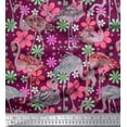thumbnail image 1 of Soimoi Poly Georgette Fabric Floral & Flamingo Bird Printed Craft Fabric by The Yard 52 Inch Wide, 1 of 4