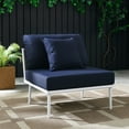 thumbnail image 2 of Lounge Middle Chair, Navy White, Aluminum, Metal, Fabric, Modern Contemporary, Outdoor Patio Balcony Cafe Bistro Garden Furniture Hotel Hospitality, 2 of 8
