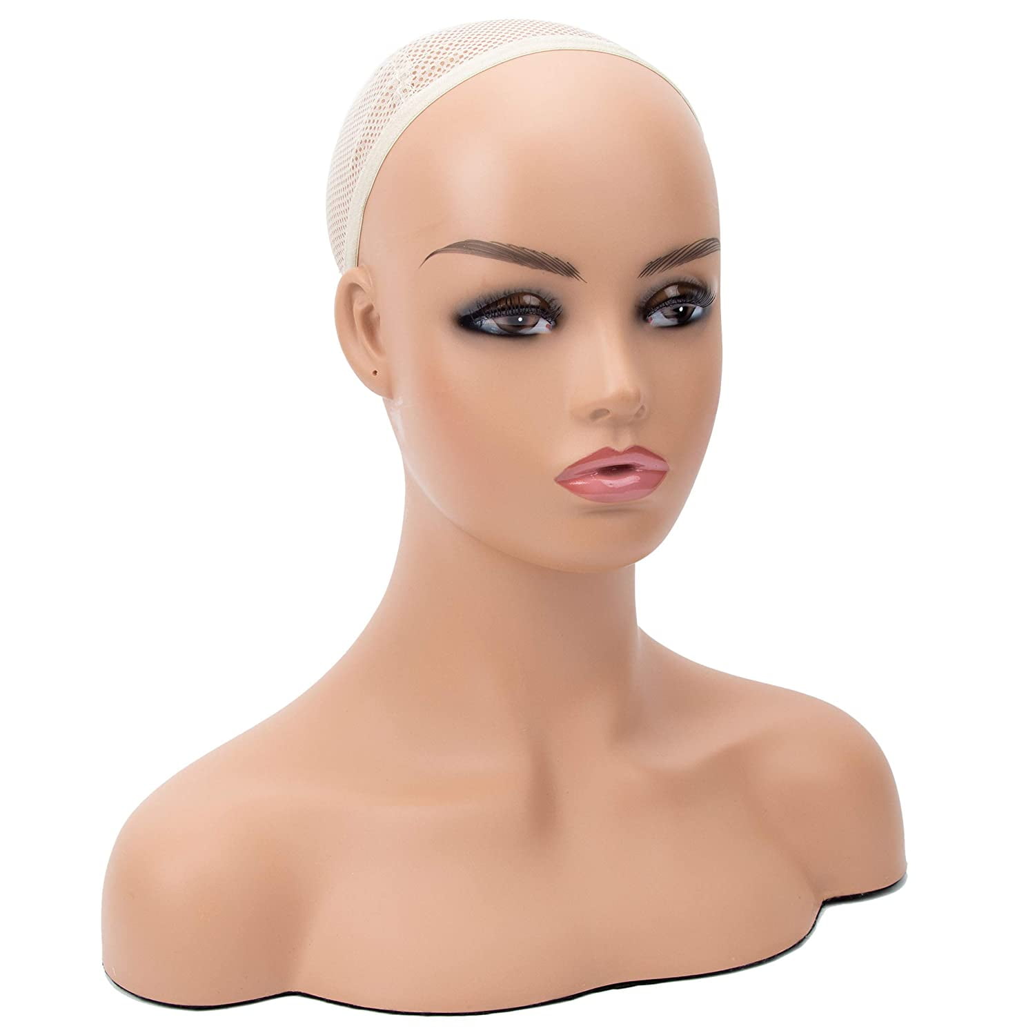 A1 Pacific Mannequin PVC Manikin Head Realistic Mannequin Head Bust Wig Head Stand for Wigs Display Making Styling PMH-DC487 (16.5 Inches, Caucasian)