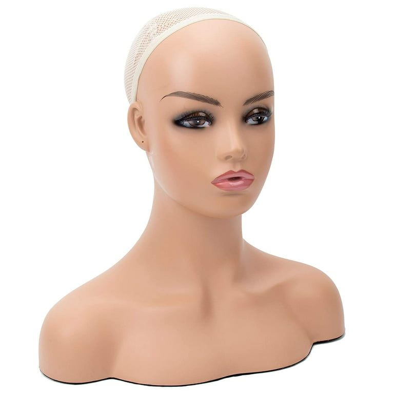 Lurrose Wig Head Mannequin PVC Wig Stand Bald Mannequin Head Eyeglasses Hat  Display Model Female Cosmetology Head Makeup Doll Head for Wigs Making