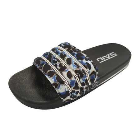 

Slippers for Women Women Slippers Fat Bottom Word Leopard Print Rhinestone Women Sandals And Slippers House Slippers Pvc 40