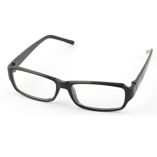 Unisex Rectangle Full Rim Frame Plain Glass Spectacles Glasses Black Clear
