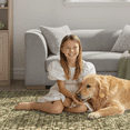 thumbnail image 5 of 5x7 Washable Area Rug, Non-Slip, Stain-Resistant Low-Pile Vintage Neutral Traditional Rug for Dining Room, Living Room, office, Bedroom -Olive Green, 5 of 5