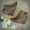 thumbnail image 6 of UTTOASFAY Fashion Women Suede Wedges Zipper Boots Solid Color Short Booties Round Toe Shoes Khaki 10.5(43), 6 of 7