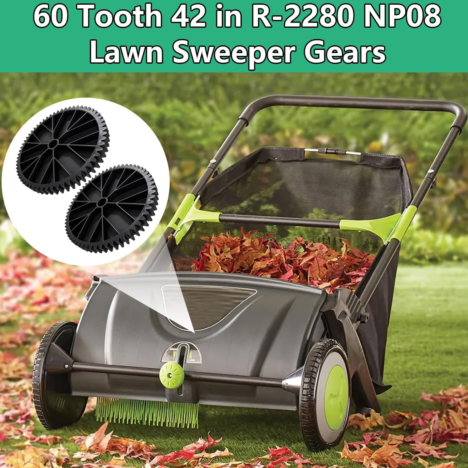 2 Packs R-2280 42-In John D-eere Brinly-Hardy STS Lawn Sweeper 60-Tooth Gears