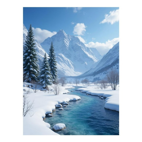 Diamond Art Kit for Adults, Winter Mountain River Scene Diamond Painting for Adults Beginners, 5D DIY Diamond Art Painting Kits, Colorful Diamond Painting Craft for Home Decor 12x16