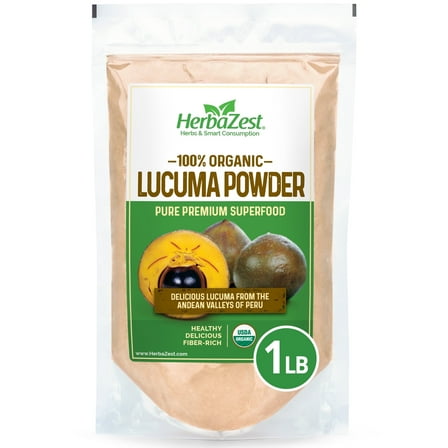 HerbaZest Lucuma Powder | 1 lb | USDA Certified Organic | Vegan & Gluten-Free | Exotic Superfruit for Smoothies, Desserts & Ice Cream | Superfoods