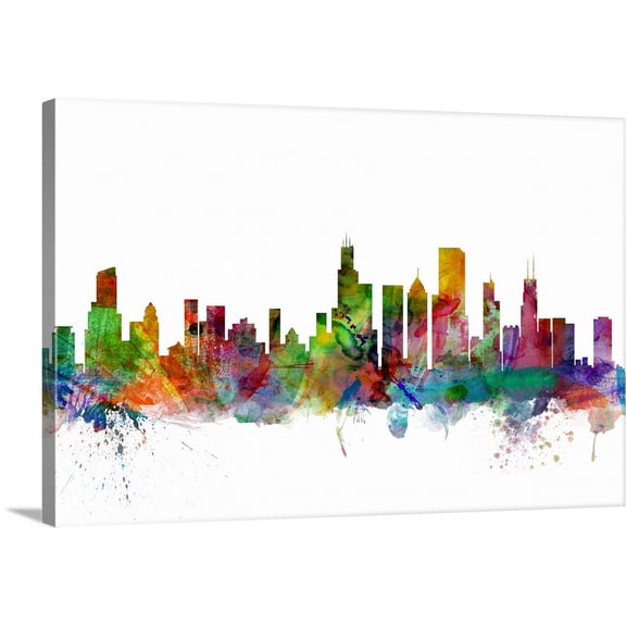 Great BIG Canvas | "Chicago Illinois Skyline" Canvas Wall Art - 24x16