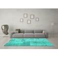 thumbnail image 3 of Ahgly Company Machine Washable Indoor Rectangle Patchwork Turquoise Blue Transitional Area Rugs, 2' x 3', 3 of 4