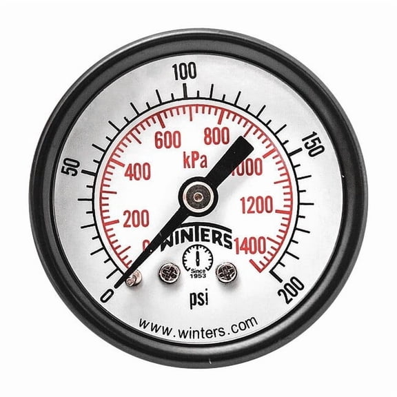 Winters Pressure Gauge,1-1/2" Dial Size,Black PEM1422