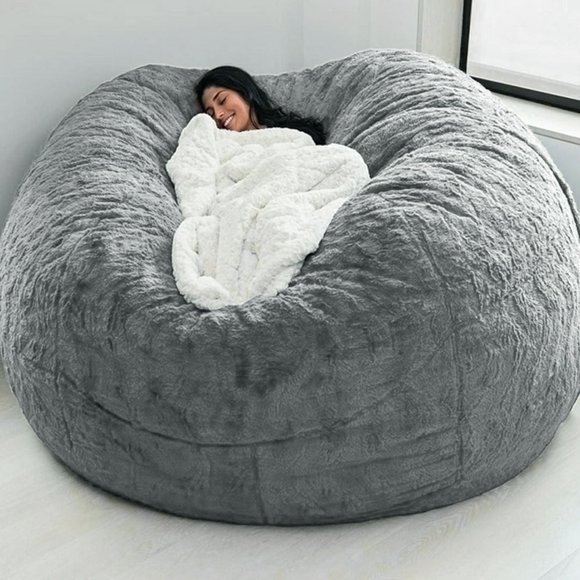 YOPTOP Bean Bag Cover 5FT Storage Bean Bag Chair Cover No Filler Soft Fluffy Beanbag Cover Stuffable Beanbag Cover Lazy Sofa Bed Cover Without Filling for Living Room Bedroom Dormitory