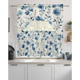 thumbnail image 2 of Blue Flower Kitchen Curtains Sets 36 Inch Length with Valance, Watercolor Floral Botanicals Tree Branch Swag Valances and Tiers Curtain Set Drapes Swag Curtains for Living Room, Bathroom, Bedroom, 2 of 6