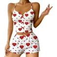 thumbnail image 3 of Gkeoshab Pajamas for Women Set Women Heart Pattern Cropped Camisole Top & Pajama Trousers Set Slim Fit Comfortable Threadcloth Loungewear Red L, 3 of 3