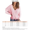 thumbnail image 6 of Women V Neck Long Sleeve Knit Sweater Fashionable Autumn Winter Off Shoulder Women Casual Loose Pullover Sweater Pink S, 6 of 6