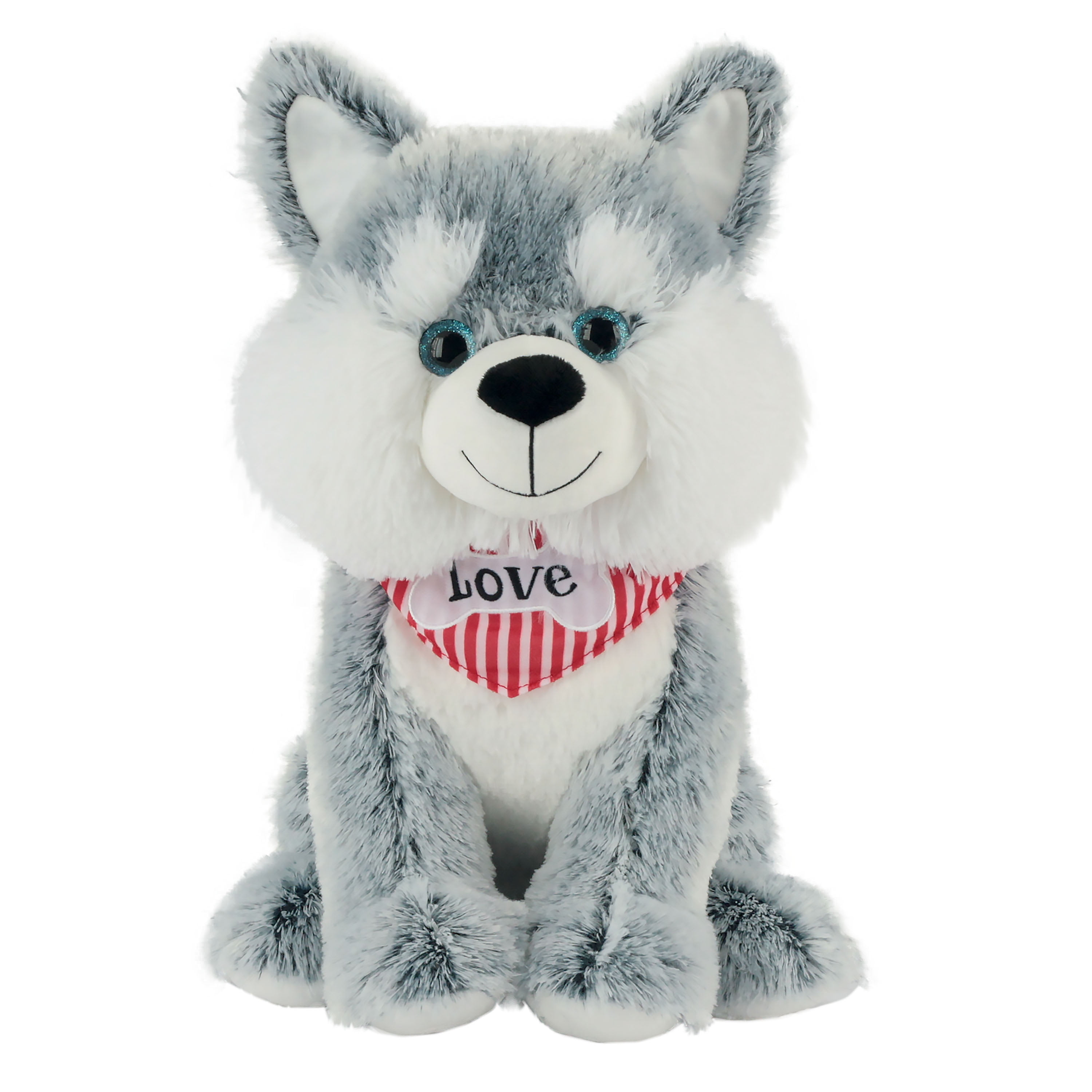 Way To Celebrate Valentine’s Day Large Sitting Dog Plush Toy, Husky ...