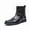 Black, variant on Men's Western Cowboy Boots, Faux Leather Embossed Chelsea Boots with Studded Strap, Vintage Low Heel Casual Dress Boots, Black/Brown
