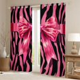 thumbnail image 2 of Feelyou Fashion Bowknot Kids Black Out Curtains, Kawaii Princess Ribbon Curtains Pack of 2 (42x63 Each), Zebra Print Black Pink Bedroom Curtains, Blackout Curtains Home Decor, 2 of 6