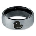 thumbnail image 2 of Tungsten Rubber Ducky Duck Band Ring 8mm Men Women Comfort Fit Black Dome Brushed Gray Polished, 2 of 4