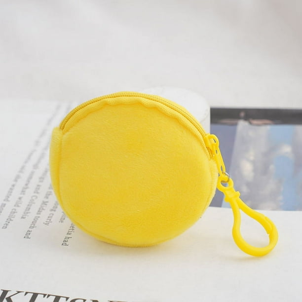 Monedero de peluche de color caramelo, billetera de color sólido, estuche redondo para llaves, monedero, mochila, bolso para tarjeta de identificación, simple
