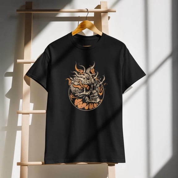 Skull Graphic T-Shirt, Dark Gothic Streetwear Tee Neon Edge Design Shirt Unisex Short Sleeve Casual Gift