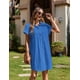 thumbnail image 5 of Vestido Zeaoo, fluido, de lino de verano, túnica, cuello en V, casual, azul para mujer, 5 of 7
