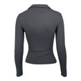thumbnail image 4 of Camiseta elegante de manga larga con escote en V profundo para mujer: top ajustado con fruncidos laterales para combinar en otoño/invierno, estilo informal de negocios (S-L), 4 of 5