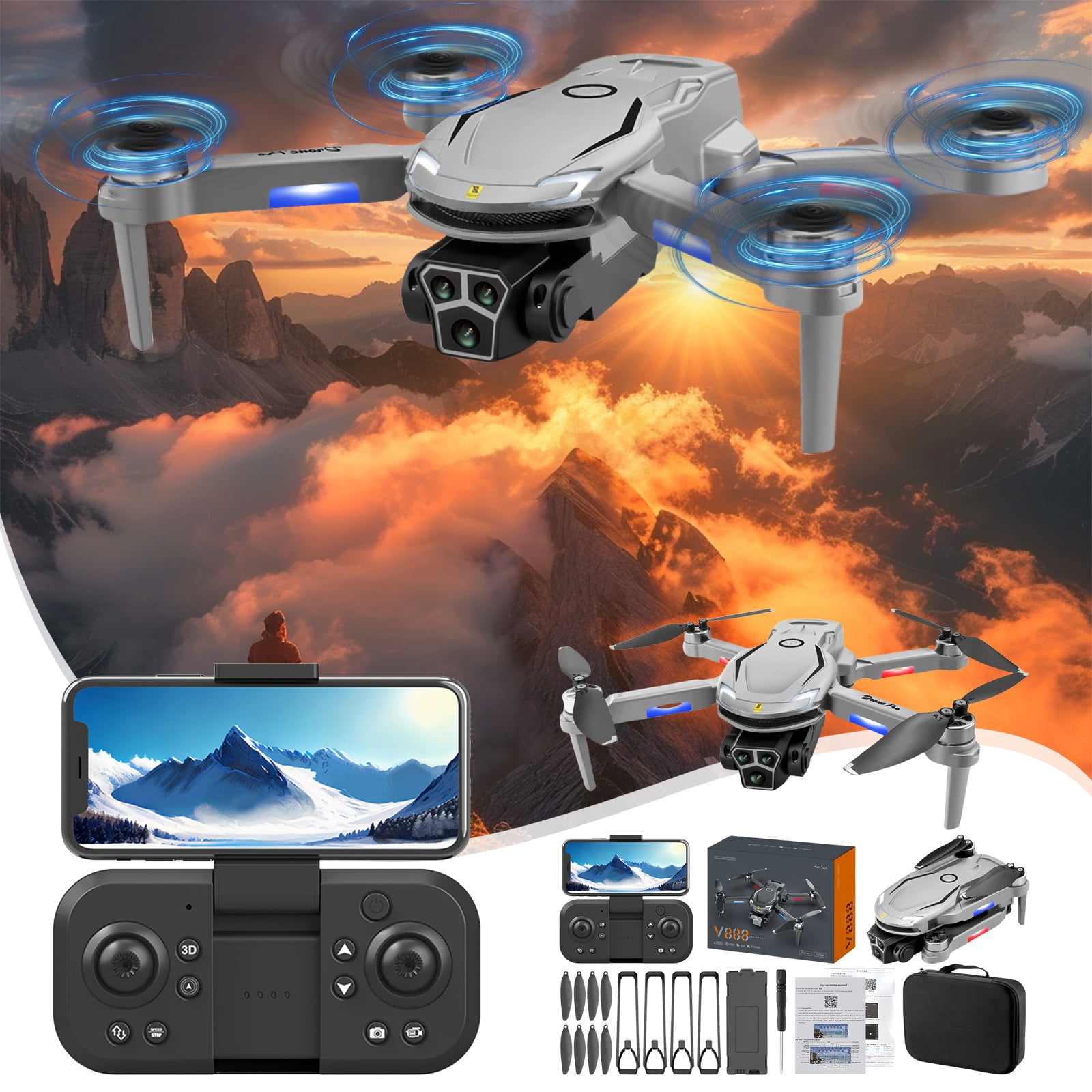 Drone with Camera for Adults and Beginners, 4K HD FPV Live Video with Dual Batteries for Extended Flight, Obstacle Avoidance and Foldable Design