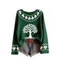 thumbnail image 4 of Women's Oversized Sweaters 2026 St. Patrick's Day Shamrock Graphic Knit Sweatshirts Long Sleeve Round Neck Y2k Spring Tops, 4 of 5