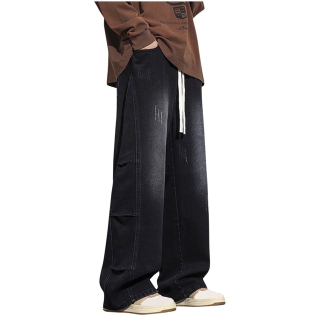 Puntoco Pantalones cargo de color sólido con bolsillos y cremallera, cintura elástica y largo completo para hombre