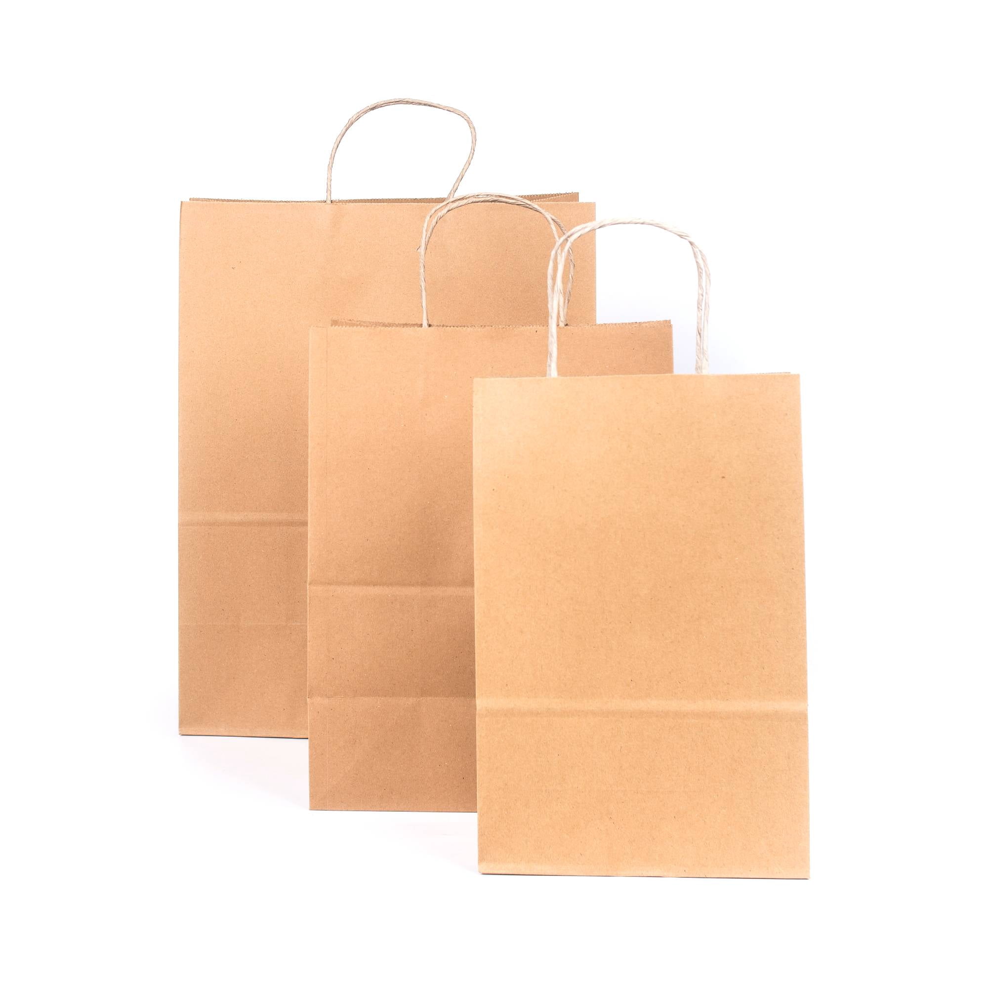 Kitchsy Premium Large White Kraft Paper Bags with Handles - Durable & Sustainable Totes for Shopping & Gifts - Pack of 100 - Ideal for Everyday Use - Reduce Plastic Waste Now!