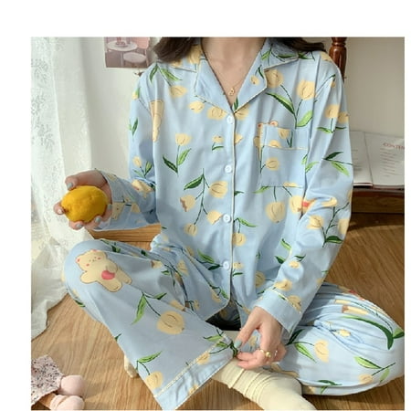 

PIKADINGNIS Pijama Set Womens Sleepwear Tops Long Pyjamas Set Spring Autumn Homewear Women Casual Sleepwear Nightwear Pajama Sets Pyjama